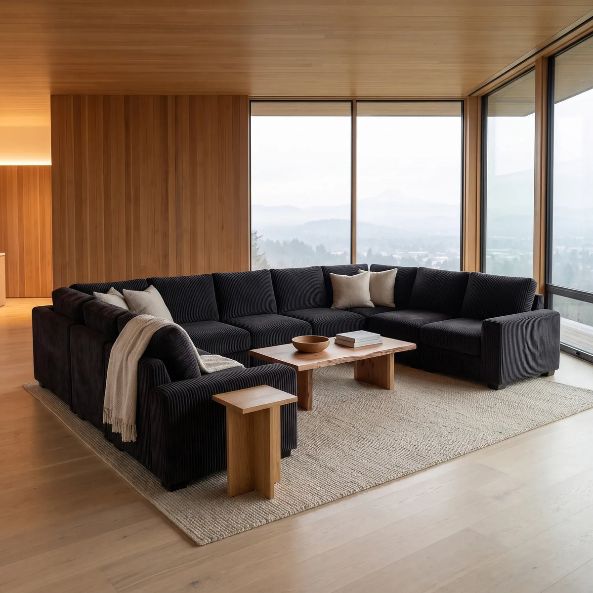 The Big U Nine Piece Sectional - Mini Minky Onyx Modular - hero