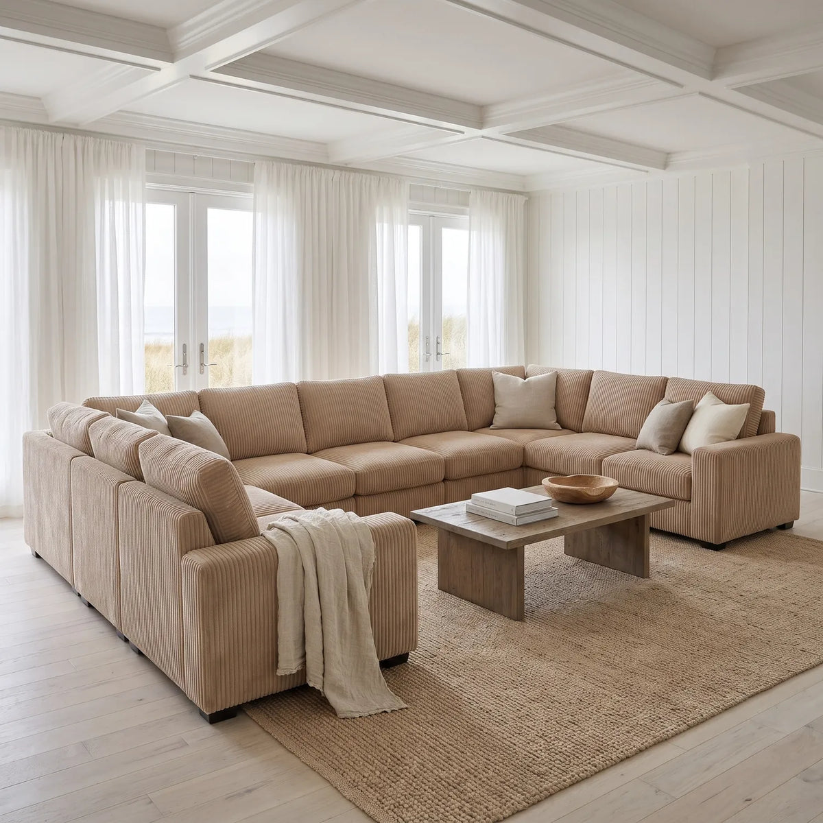 The Big U Nine Piece Sectional - Mini Minky Toast Modular