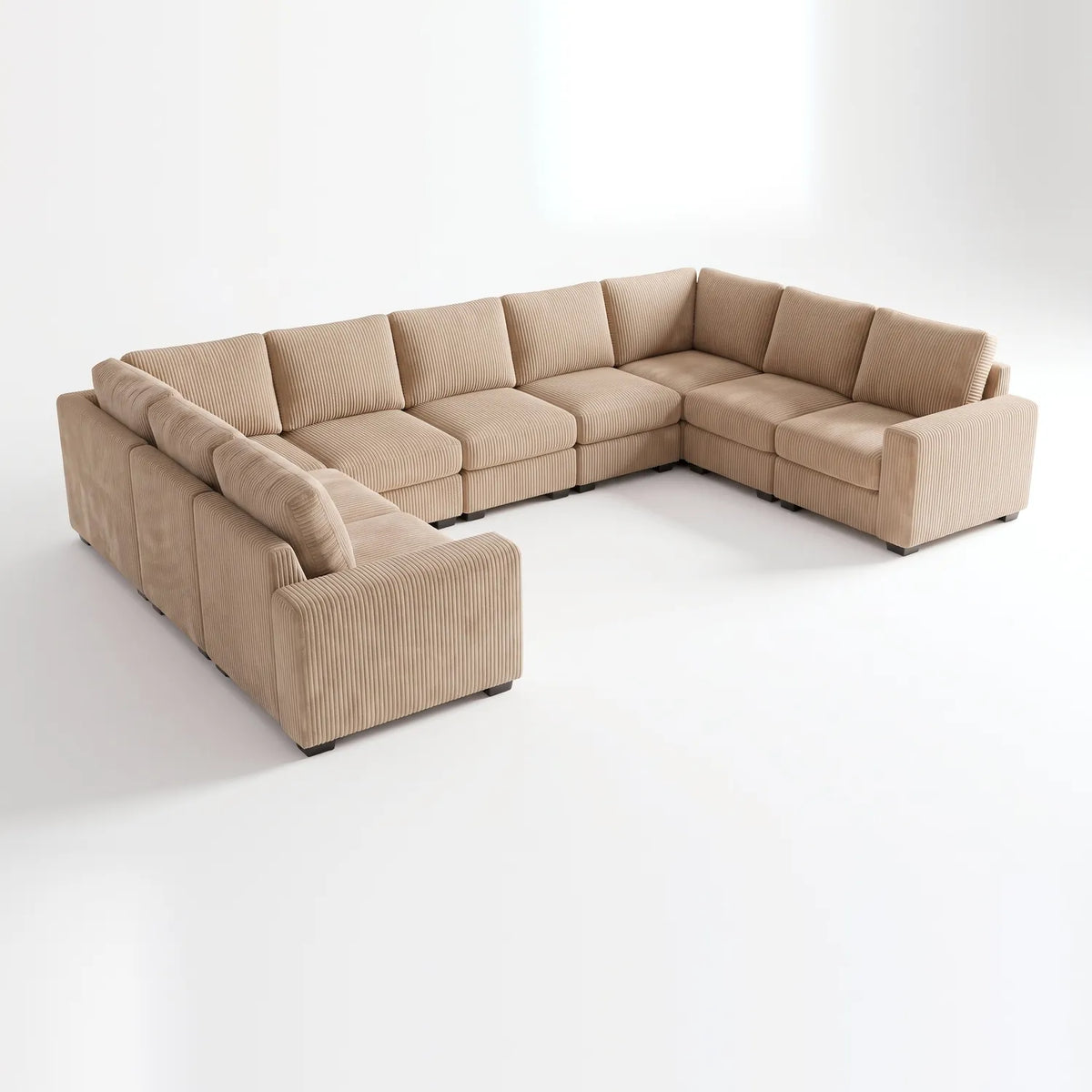 The Big U Nine Piece Sectional - Mini Minky Toast Modular - studio photo on white #vera_main