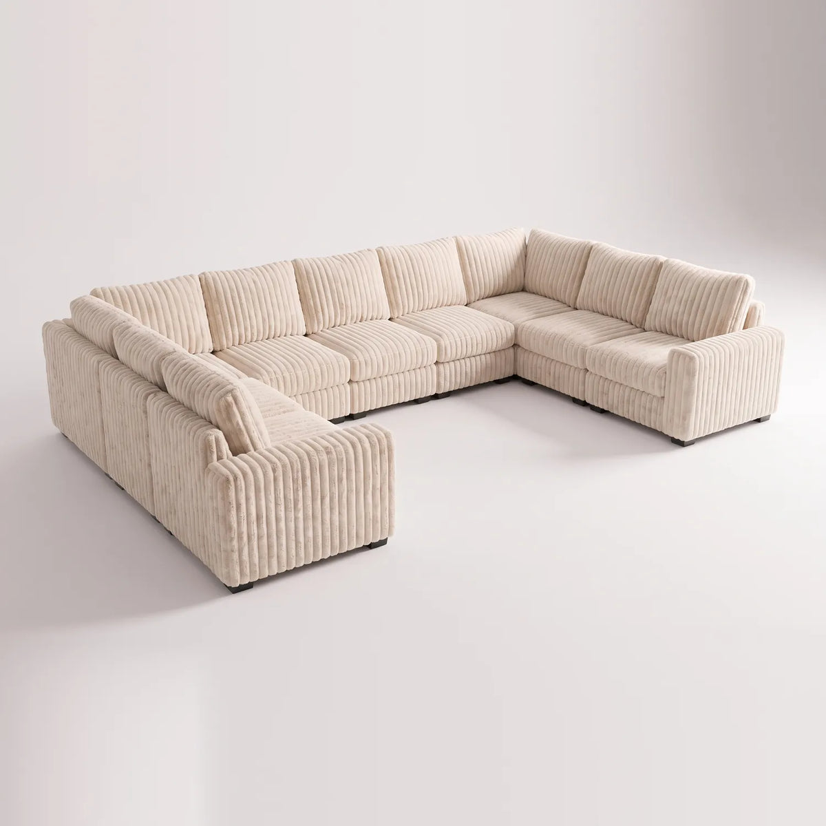 The Big U Nine Piece Sectional - Minky Cream Modular - studio photo on white #vera_main