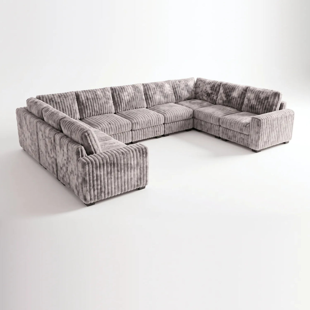The Big U Nine Piece Sectional - Minky Stone Modular - studio photo on white #vera_main