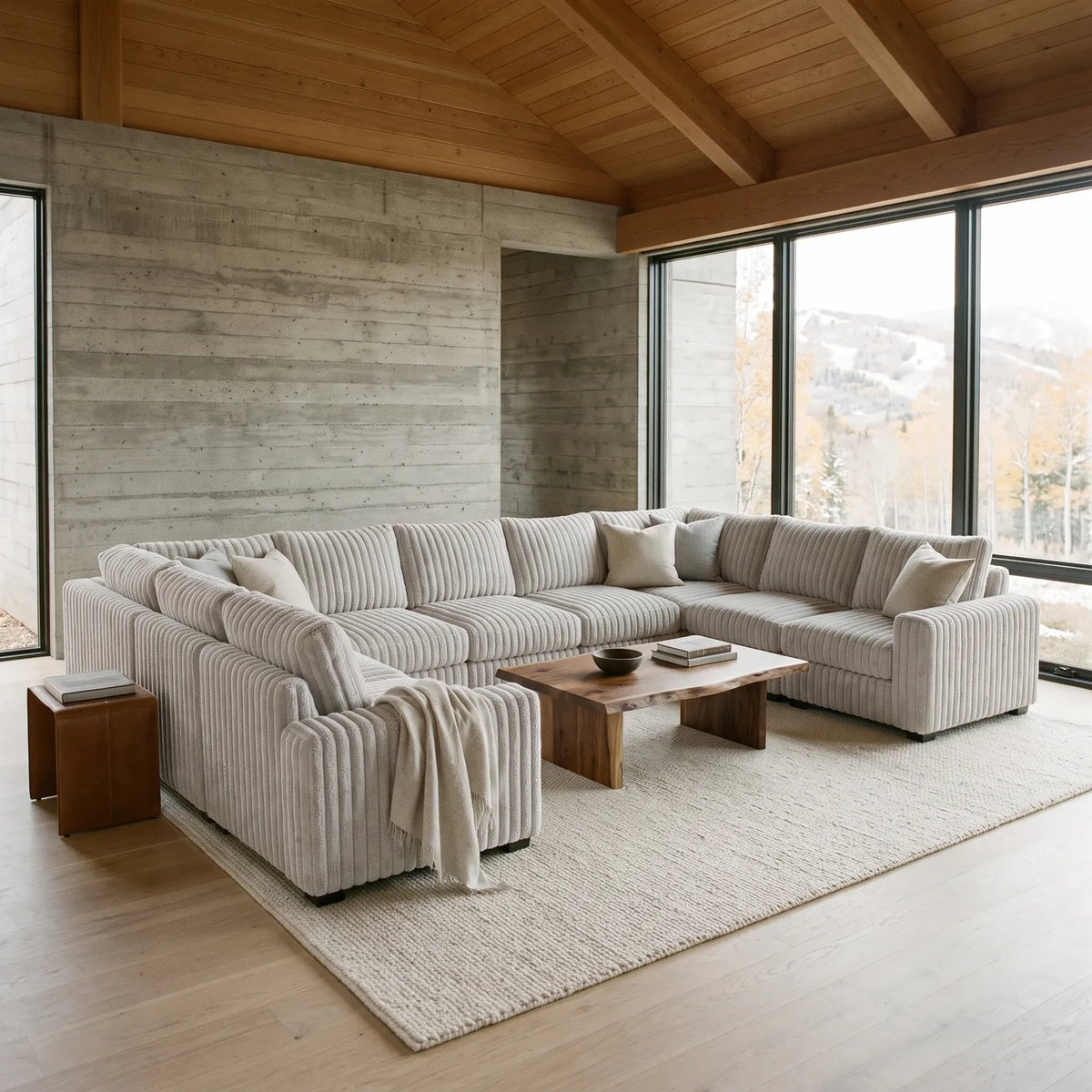The Big U Nine Piece Sectional - Minky White Modular - hero