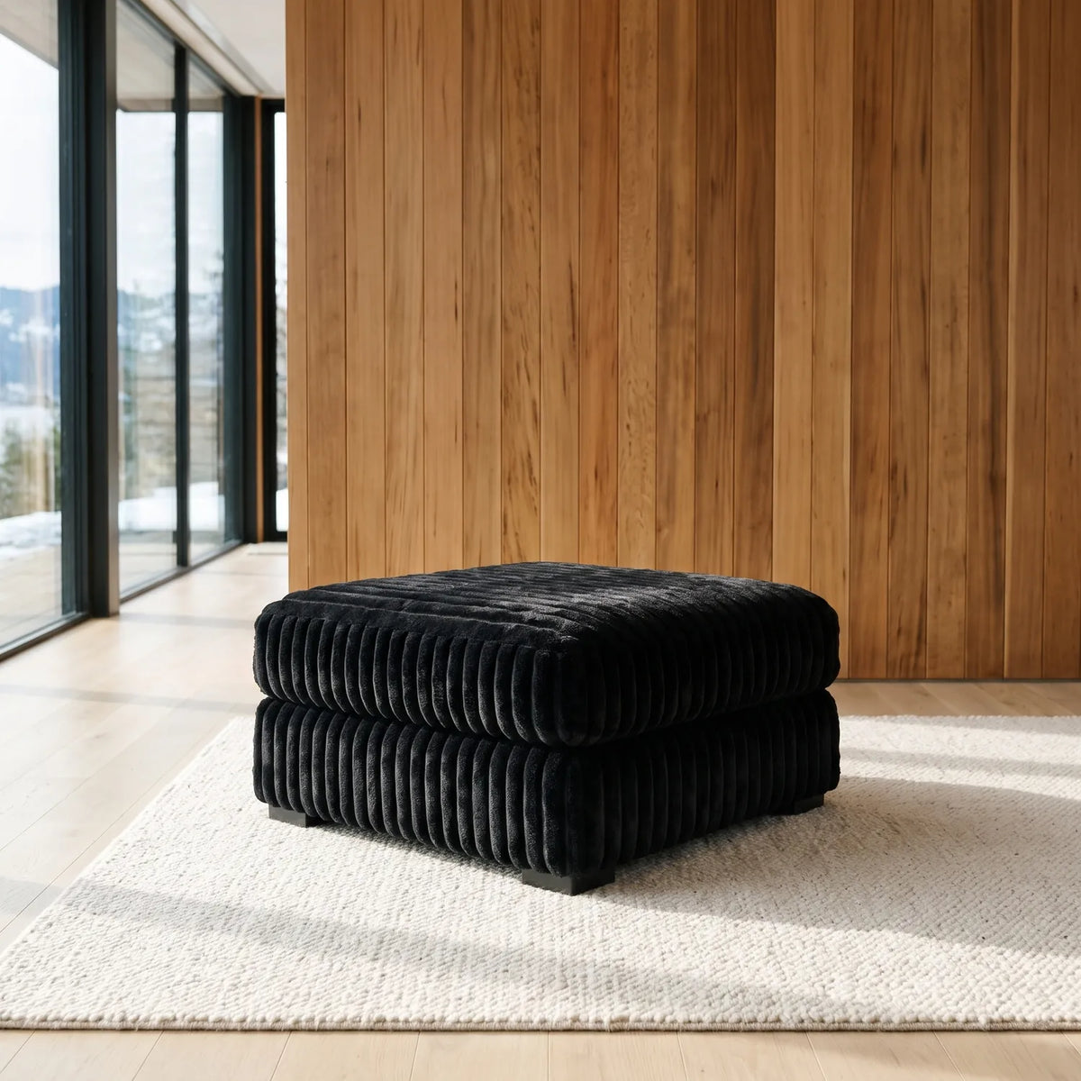 Ottoman - Minky Black Modular - hero #Size_31" × 31"