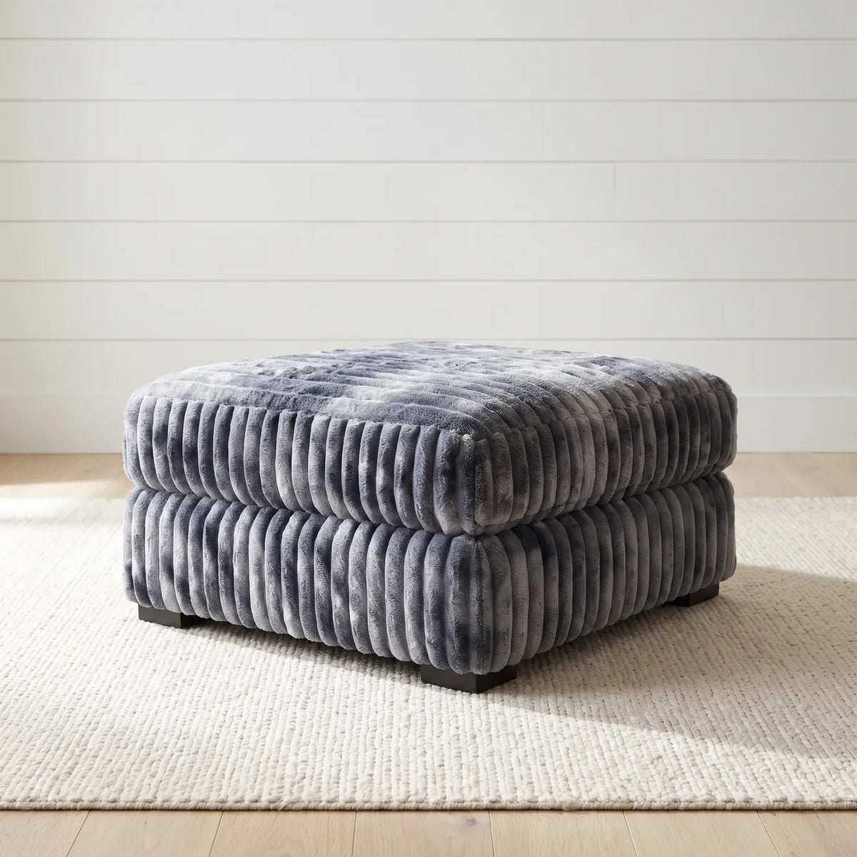 Ottoman - Minky Charcoal Modular - hero #Size_31" × 31"