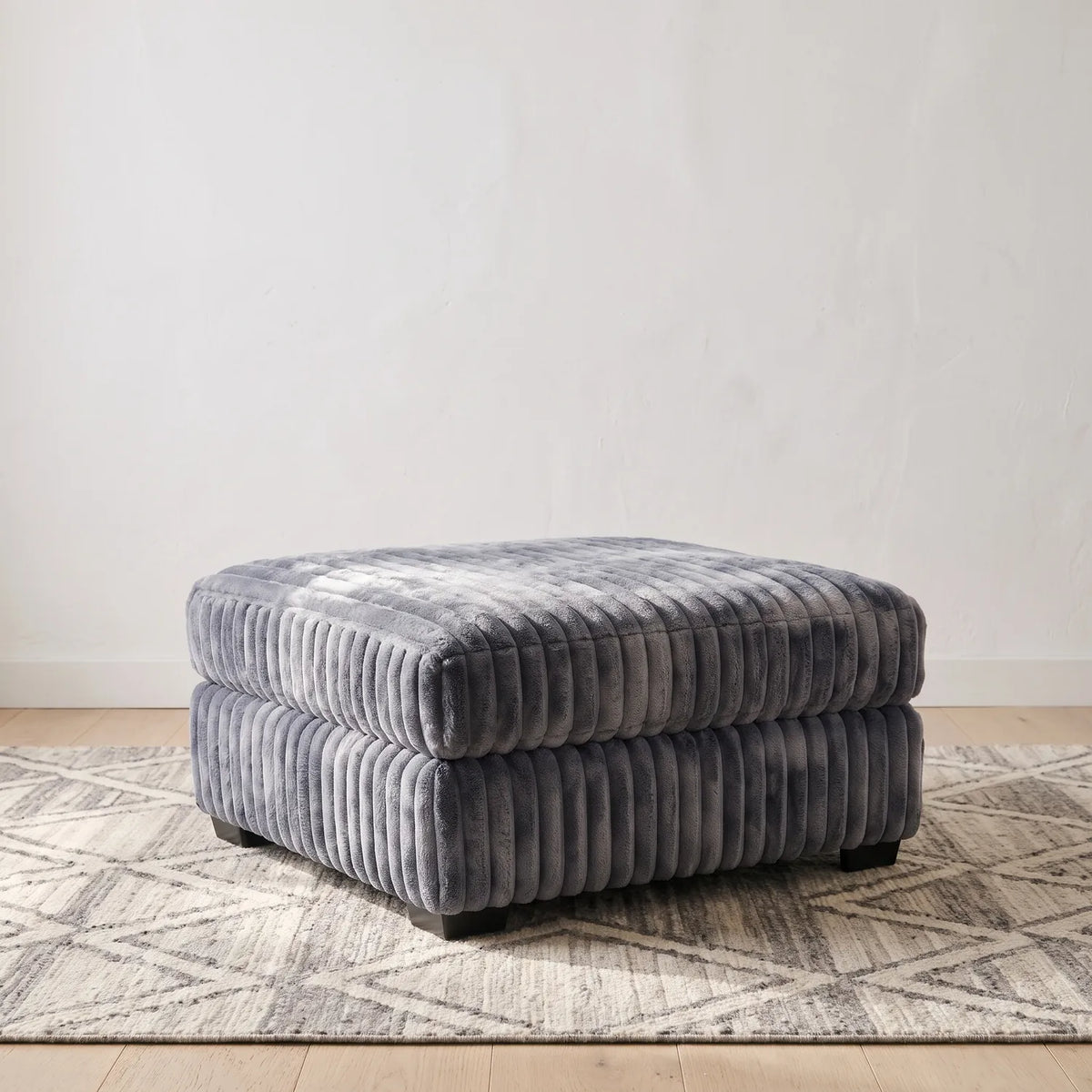 Ottoman - Minky Charcoal Modular - hero #Size_31" × 38"