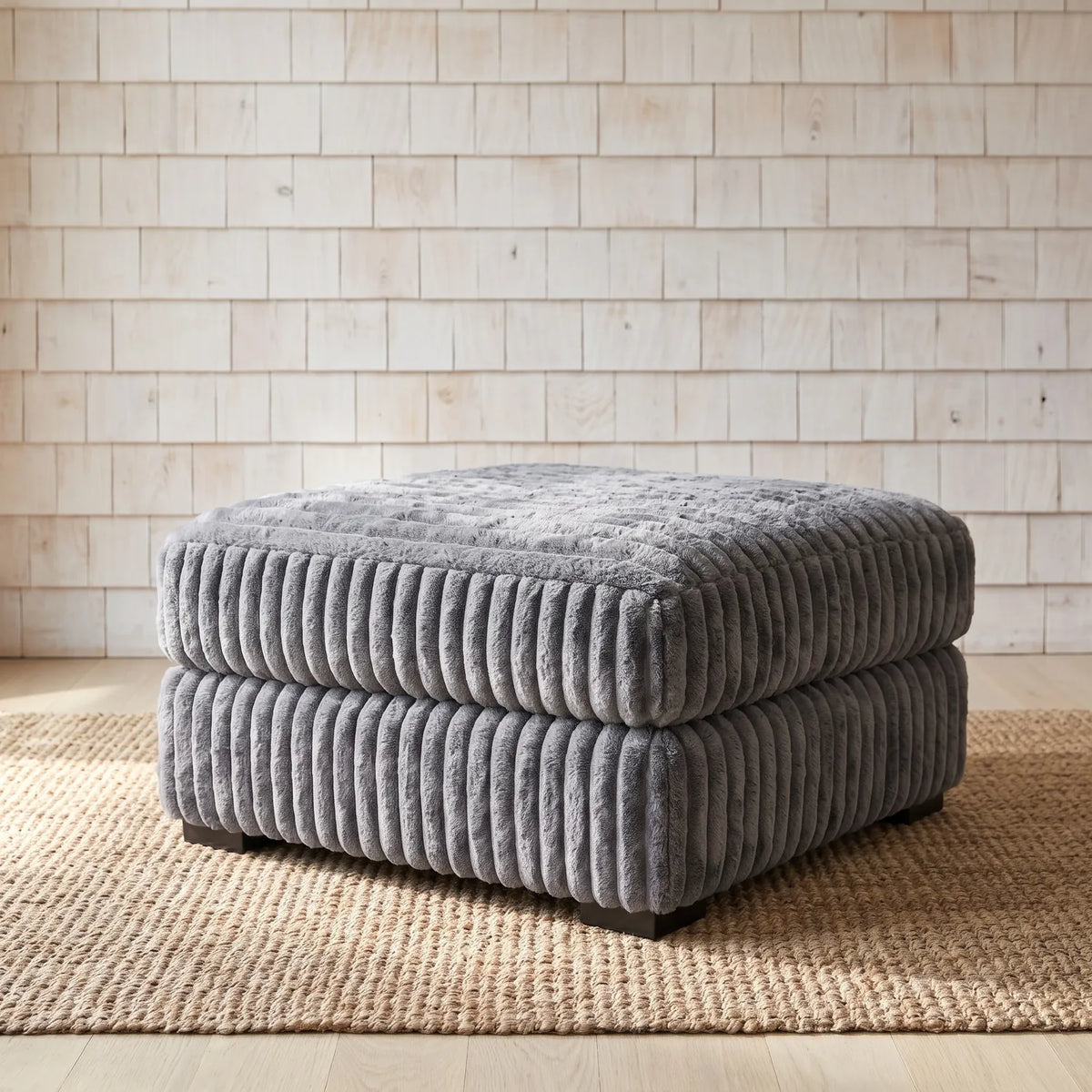 Ottoman - Minky Grey Modular