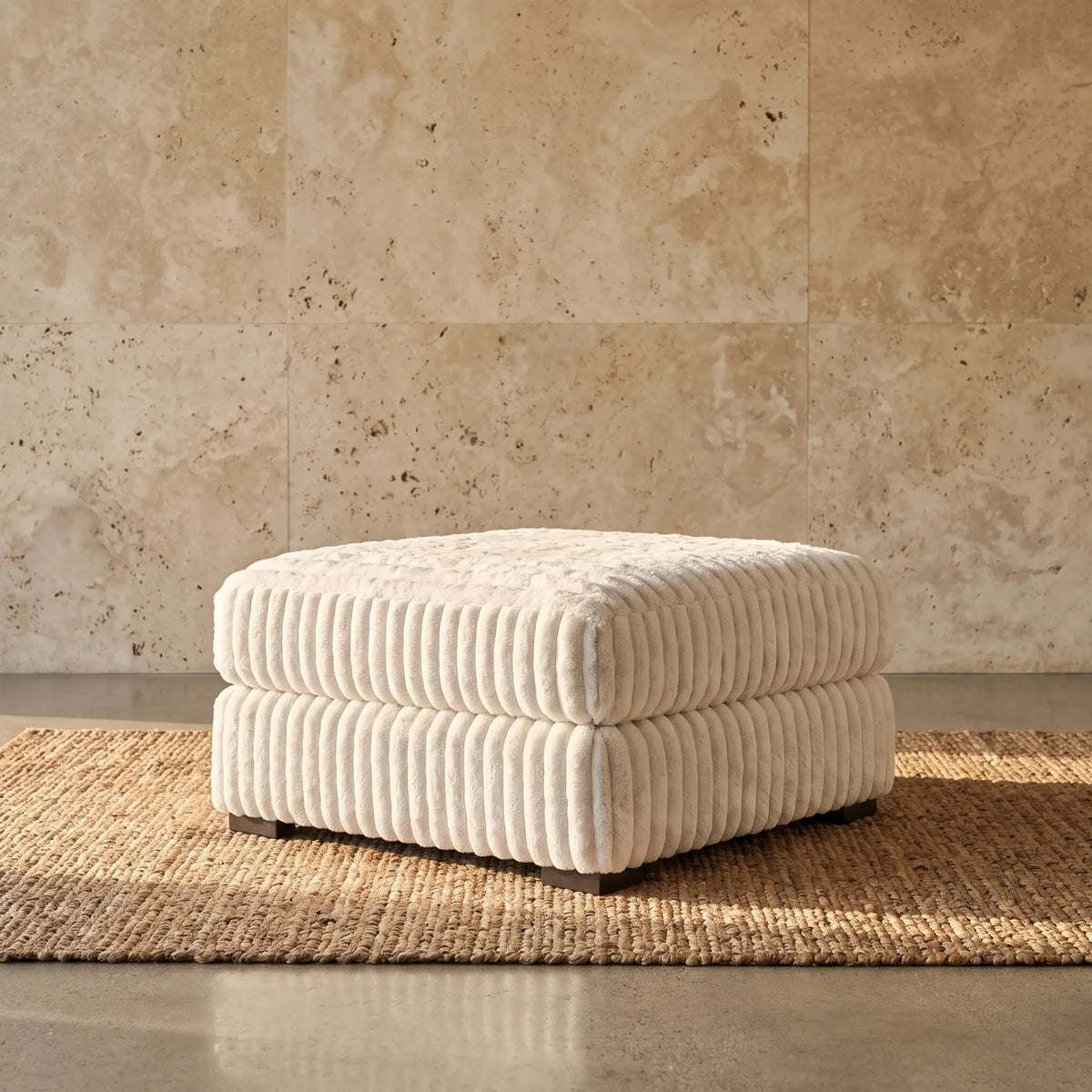 Ottoman - Minky White Modular - hero #Size_31" × 31"