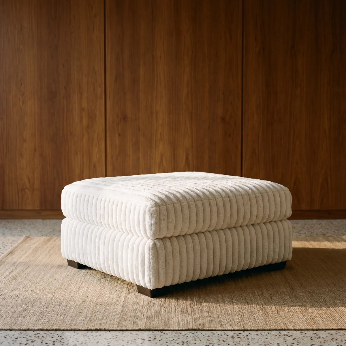 Ottoman - Minky White Modular - hero #Size_31" × 38"