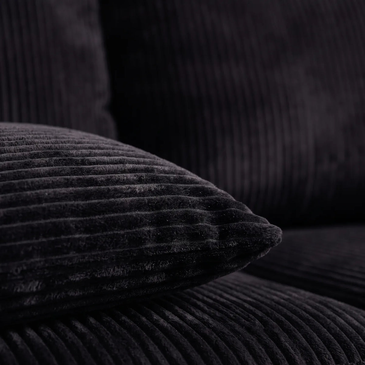 Three-Piece Double Chaise Sectional - Mini Minky Onyx Oversized - pillow closeup #vera_cushion