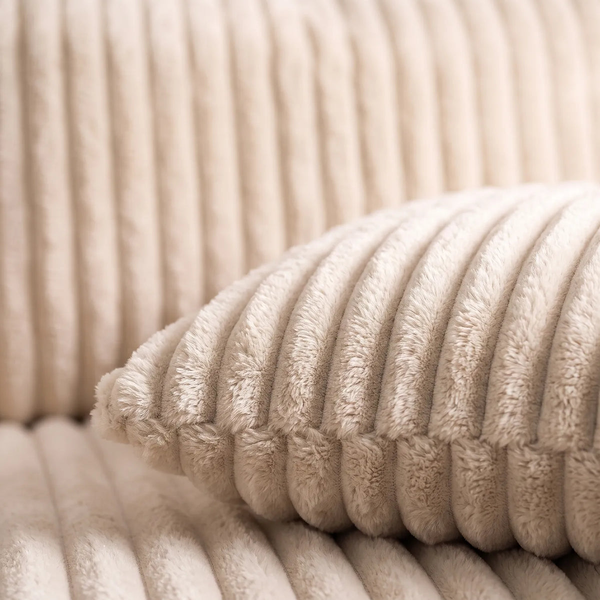 Corner - Minky Cream Modular - pillow closeup #vera_cushion