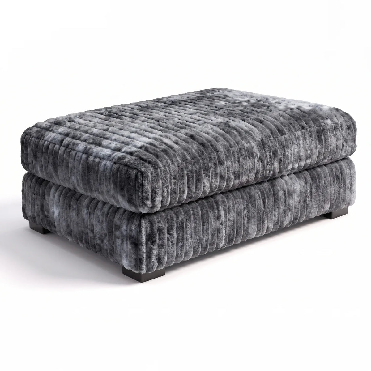 Rectangle Ottoman - Minky Charcoal Oversized - studio photo on white #vera_main