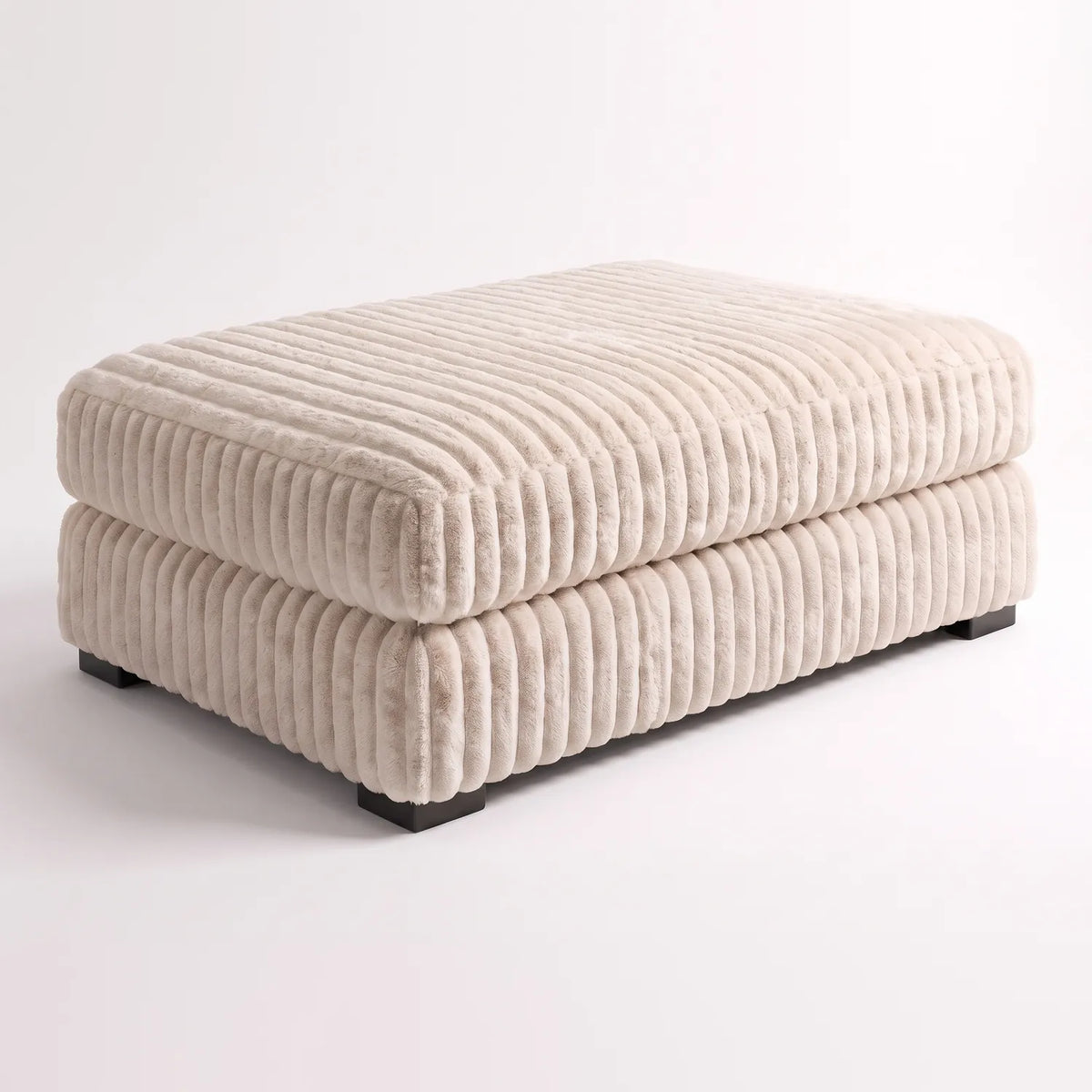 Rectangle Ottoman - Minky Cream Oversized - studio photo on white #vera_main