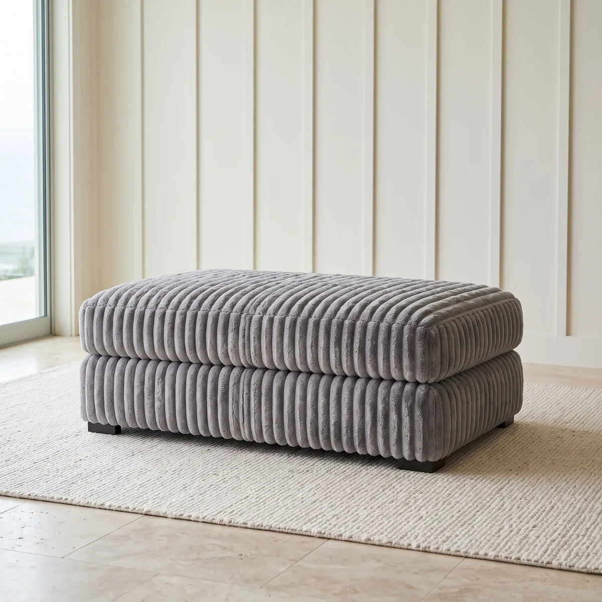 Rectangle Ottoman - Minky Grey Oversized