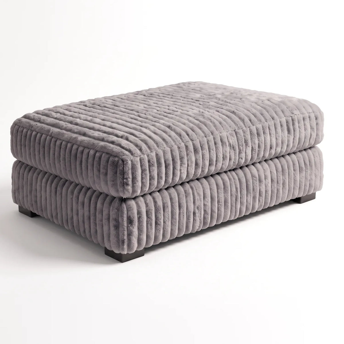Rectangle Ottoman - Minky Grey Oversized - studio photo on white #vera_main