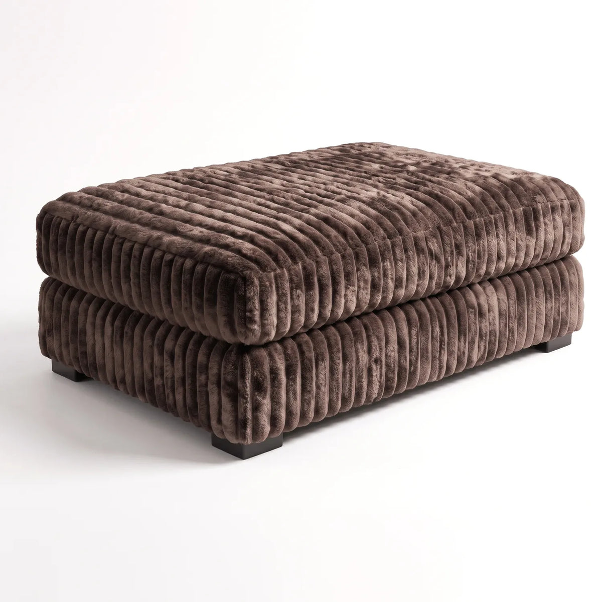 Rectangle Ottoman - Minky Mocha Oversized - studio photo on white #vera_main