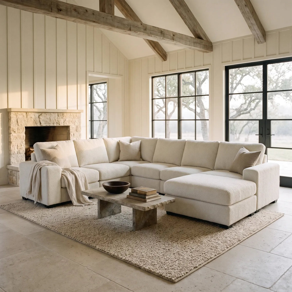 Seven-Piece Chaise Sectional - Cuddle Bone Modular - hero (RHF arrangement)