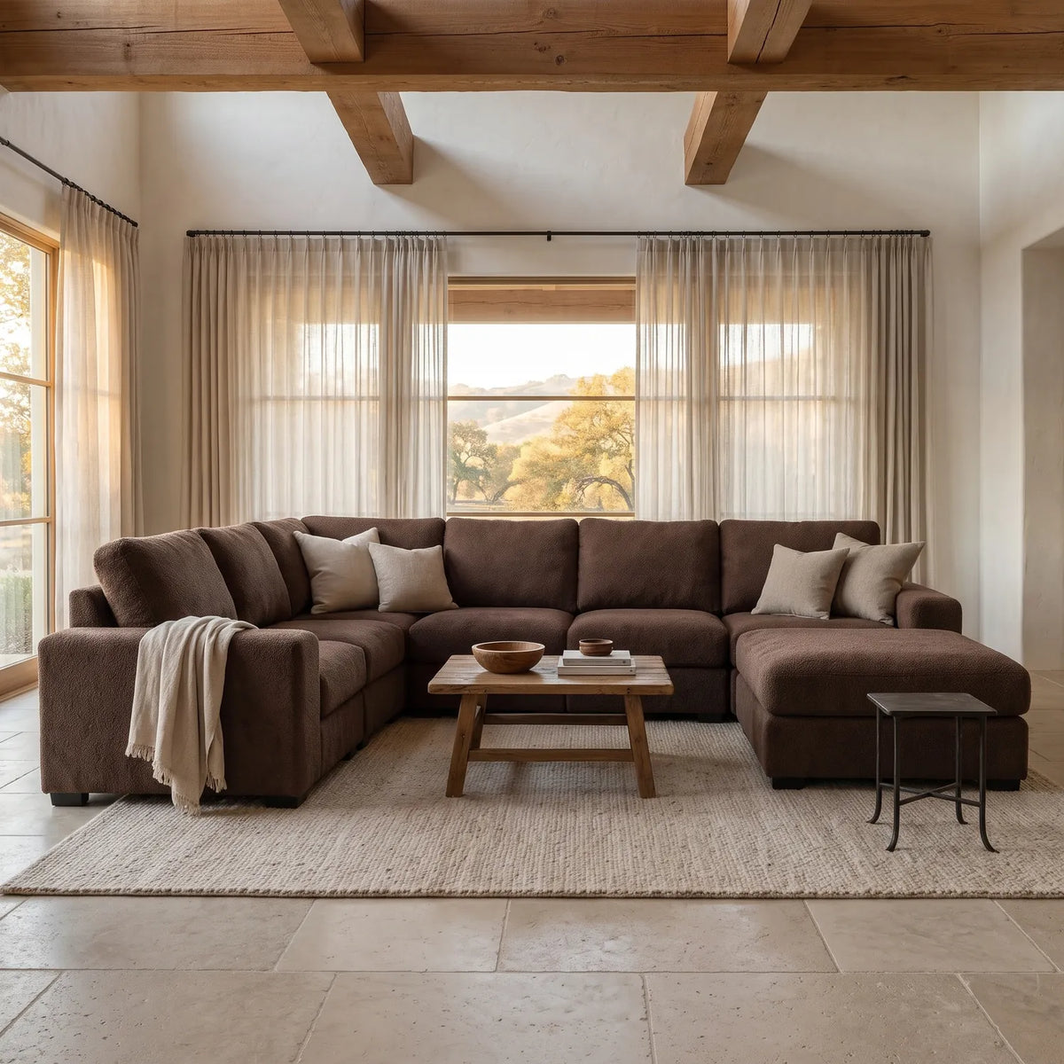 Seven-Piece Chaise Sectional - Cuddle Chocolate Modular - hero (RHF arrangement)