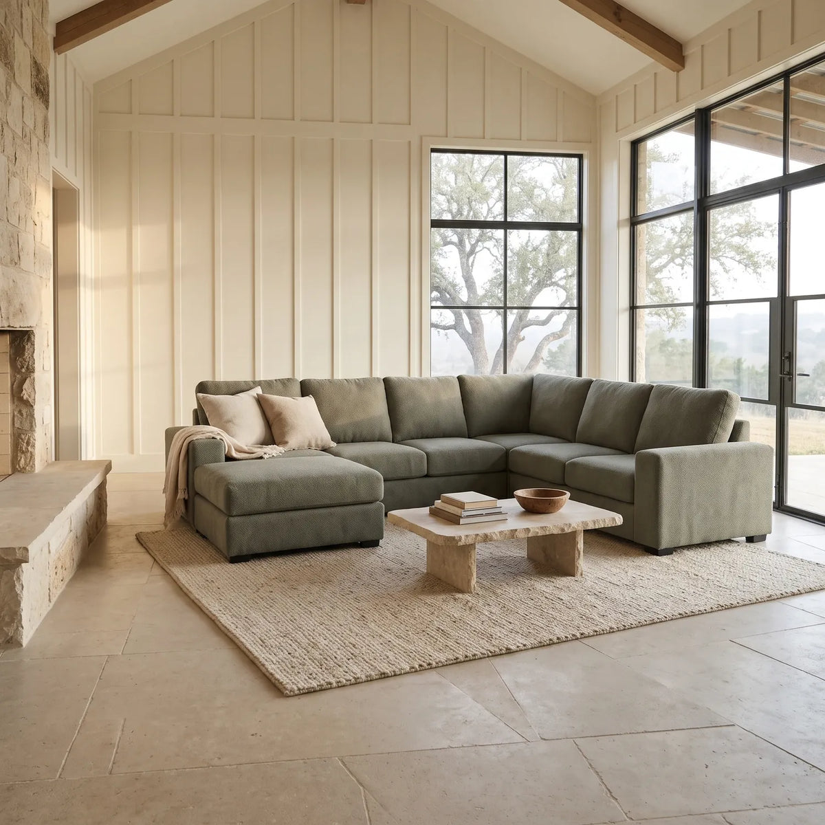 Seven-Piece Chaise Sectional - Cuddle Moss Modular - hero (LHF arrangement)