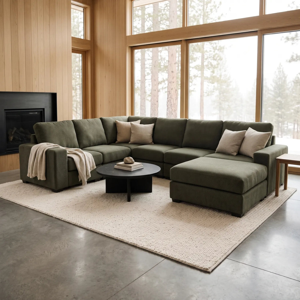 Seven-Piece Chaise Sectional - Cuddle Moss Modular - hero (RHF arrangement)