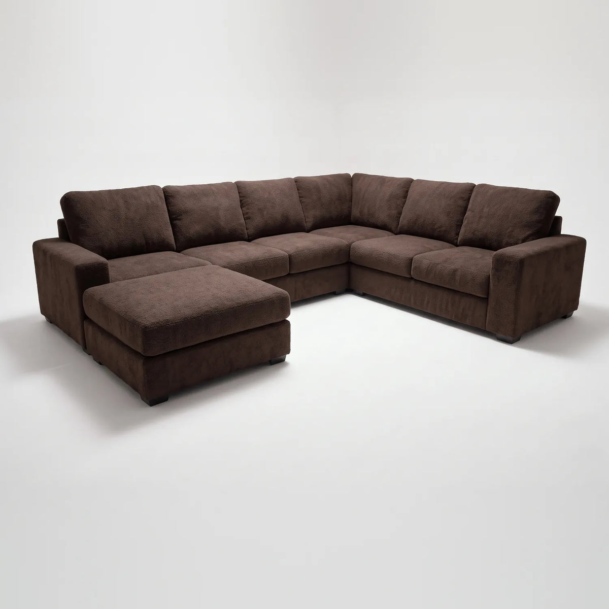Seven-Piece Chaise Sectional - Cuddle Umber Modular - studio photo on white (LHF arrangement)