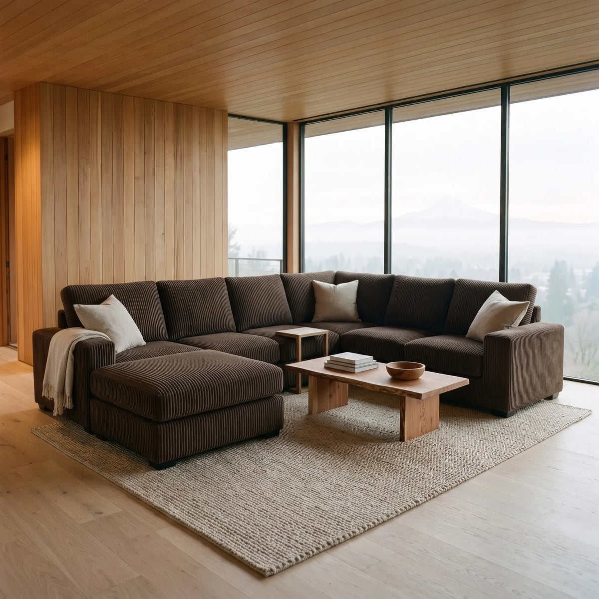 Seven-Piece Chaise Sectional - Mini Minky Chocolate Modular - hero (LHF arrangement)