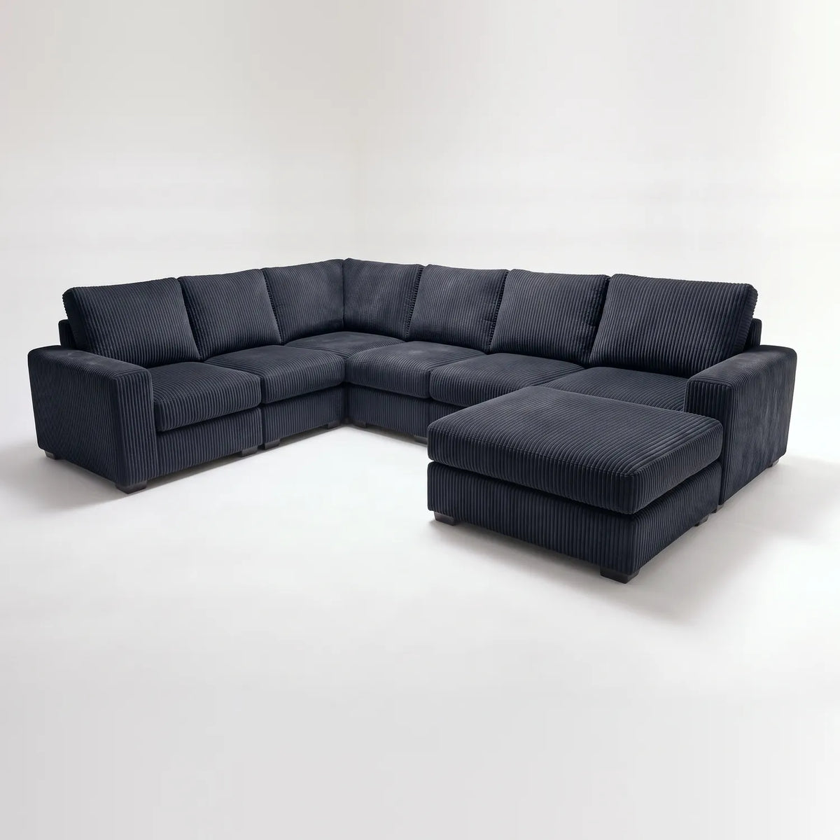 Seven-Piece Chaise Sectional - Mini Minky Midnight Modular - studio photo on white (RHF arrangement) #vera_main