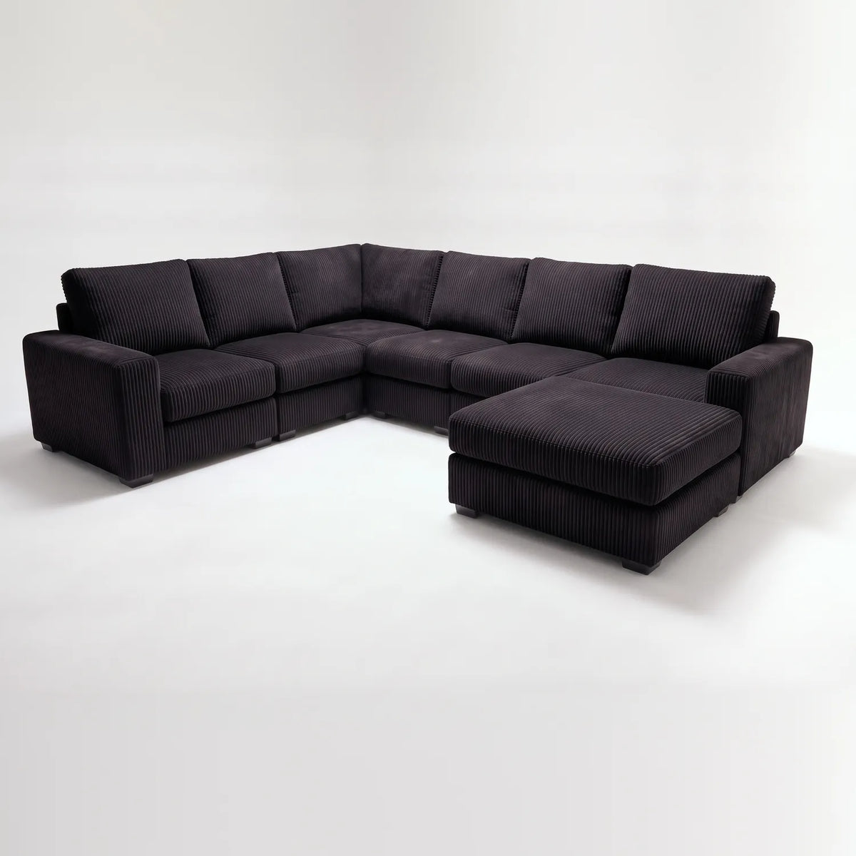 Seven-Piece Chaise Sectional - Mini Minky Onyx Modular - studio photo on white (RHF arrangement) #vera_main