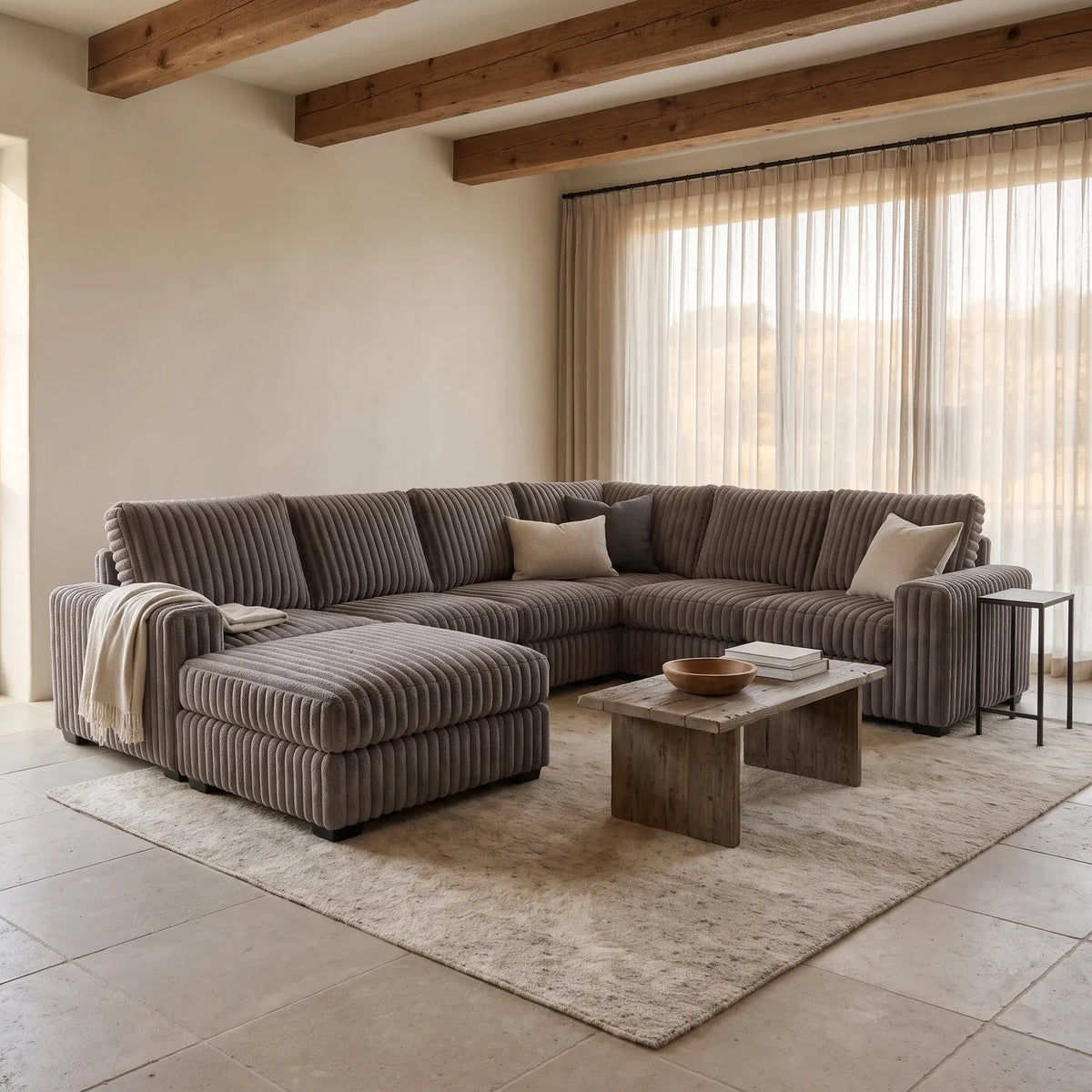 Seven-Piece Chaise Sectional - Minky Grey Modular