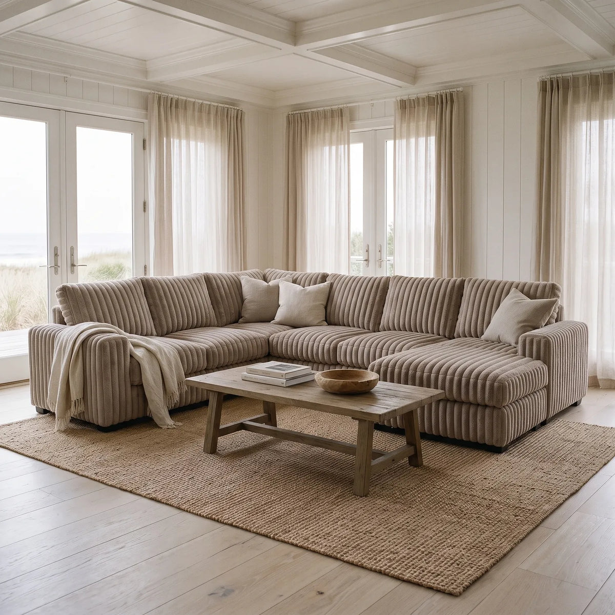 Seven-Piece Chaise Sectional - Minky Toast Modular - hero (RHF arrangement)