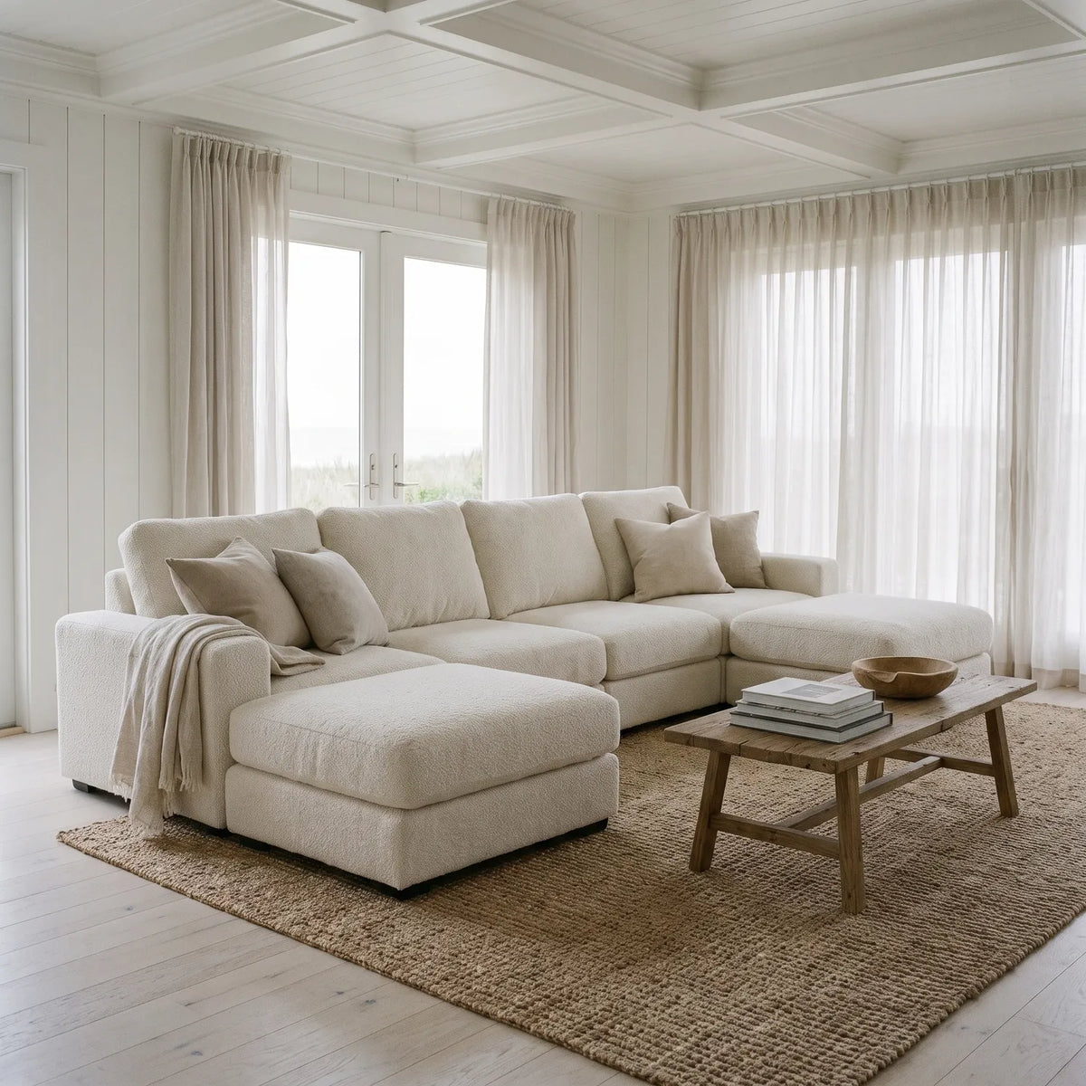 Six-Piece Double Chaise Sectional - Cuddle Bone Modular - hero
