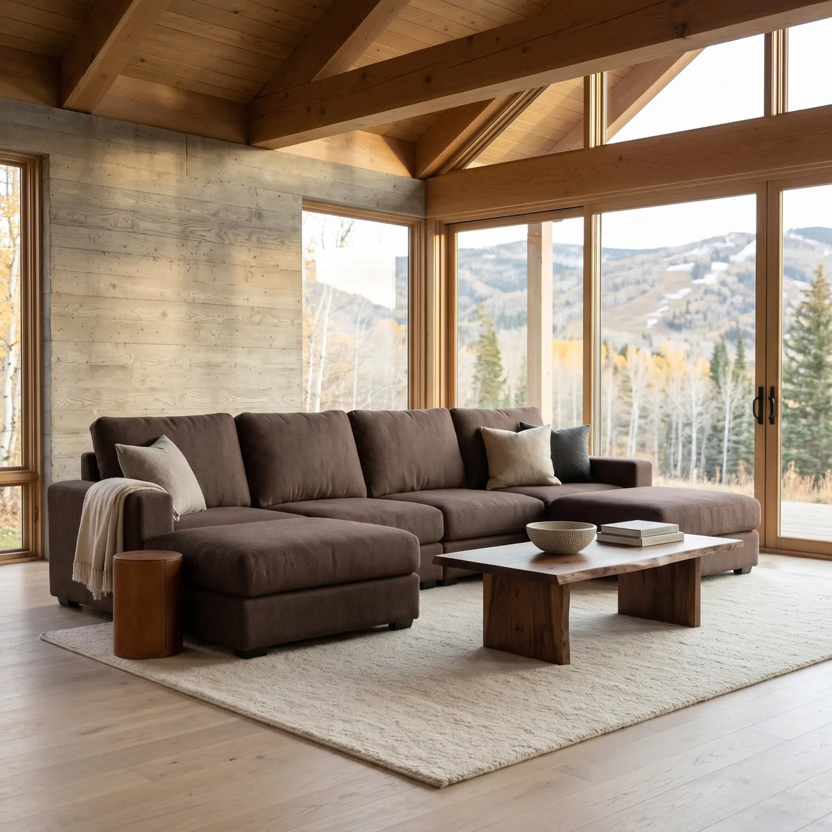Six-Piece Double Chaise Sectional - Cuddle Umber Modular