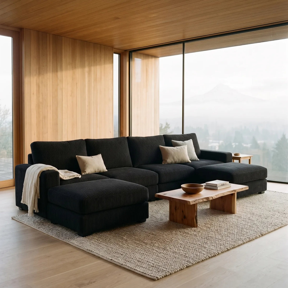 Six-Piece Double Chaise Sectional - Mini Minky Onyx Modular - hero