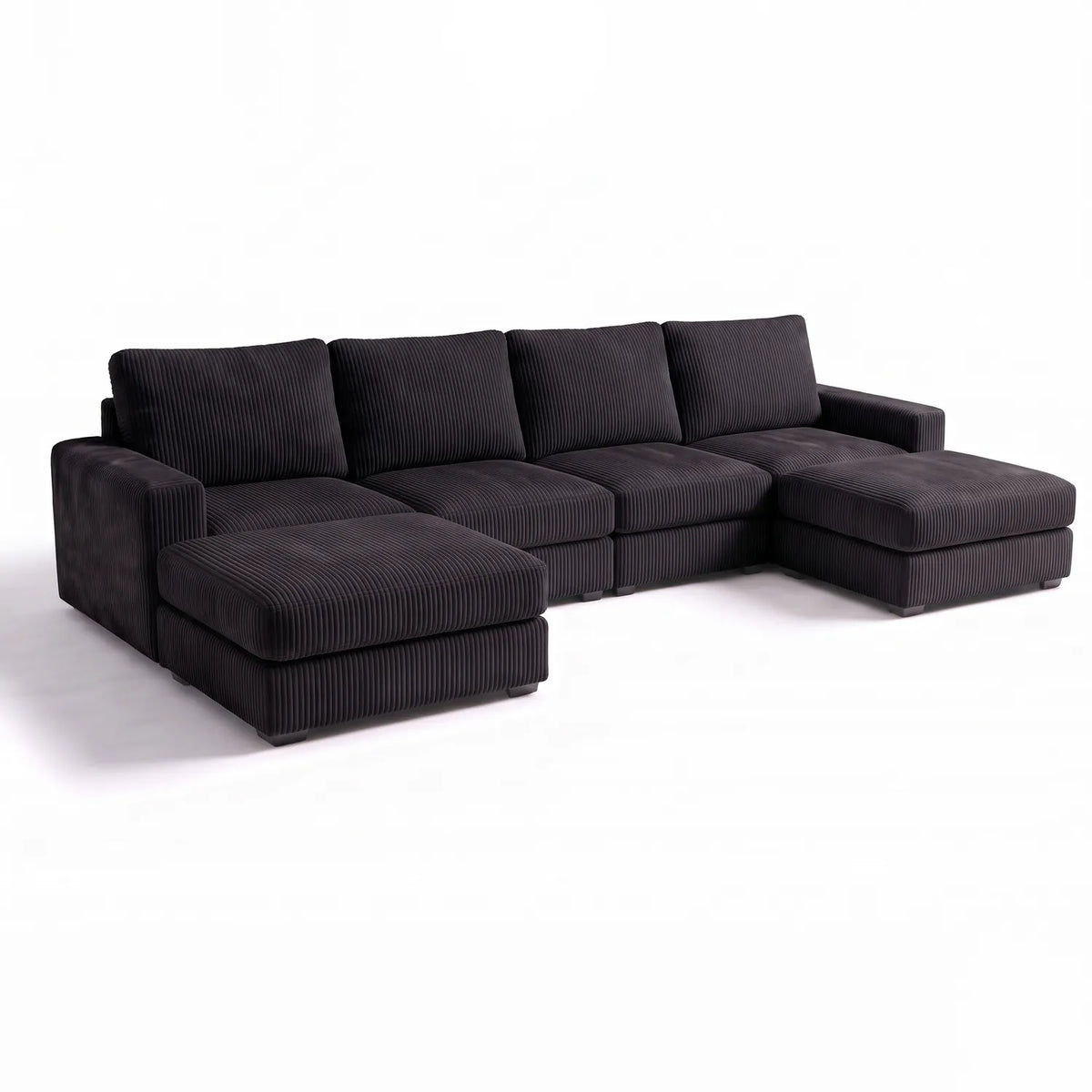 Six-Piece Double Chaise Sectional - Mini Minky Onyx Modular - studio photo on white #vera_main