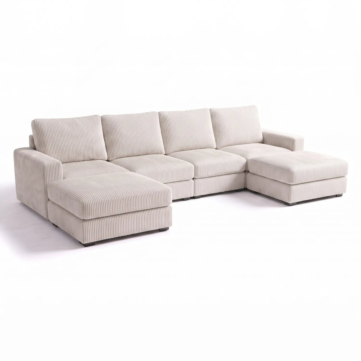 Six-Piece Double Chaise Sectional - Mini Minky White Modular - studio photo on white #vera_main
