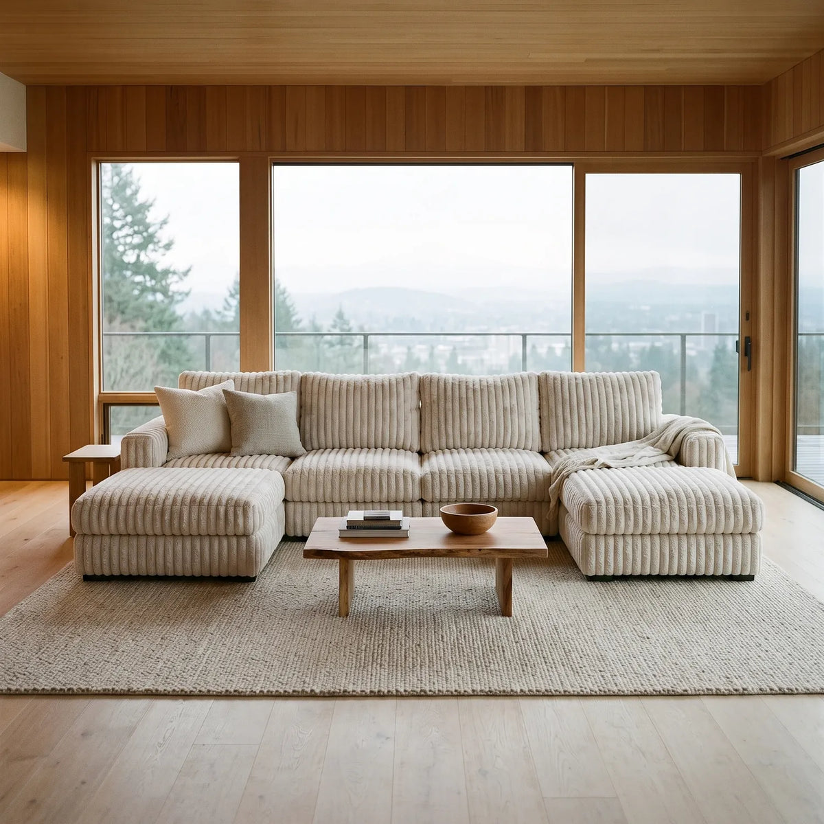Six-Piece Double Chaise Sectional - Minky Sand Modular
