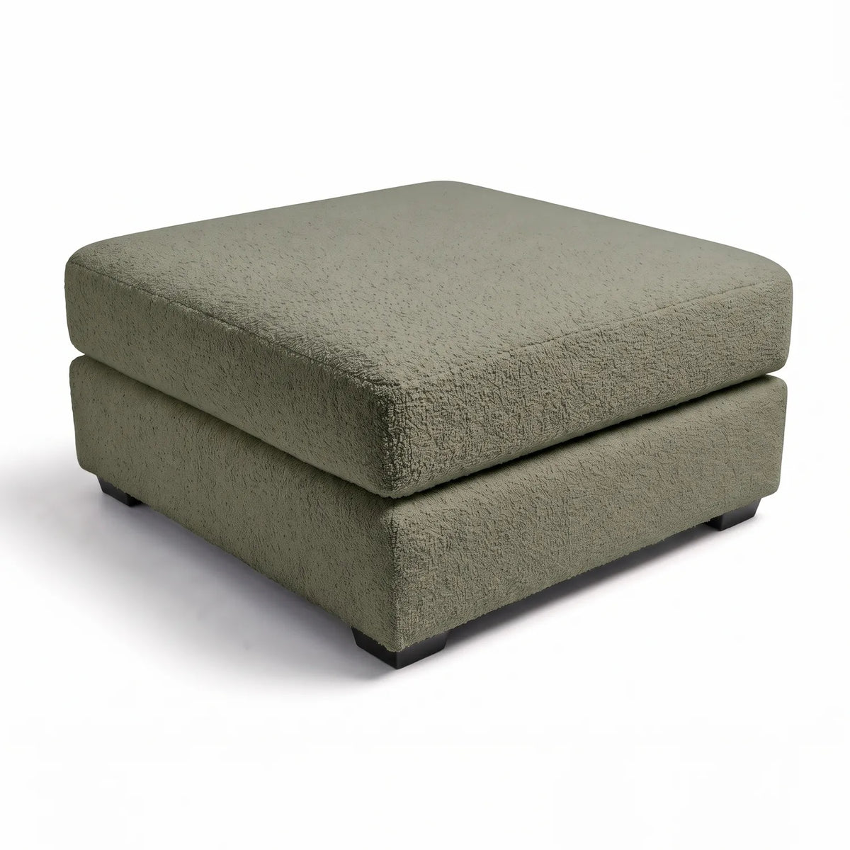 Square Ottoman - Cuddle Moss - studio photo on white #vera_main