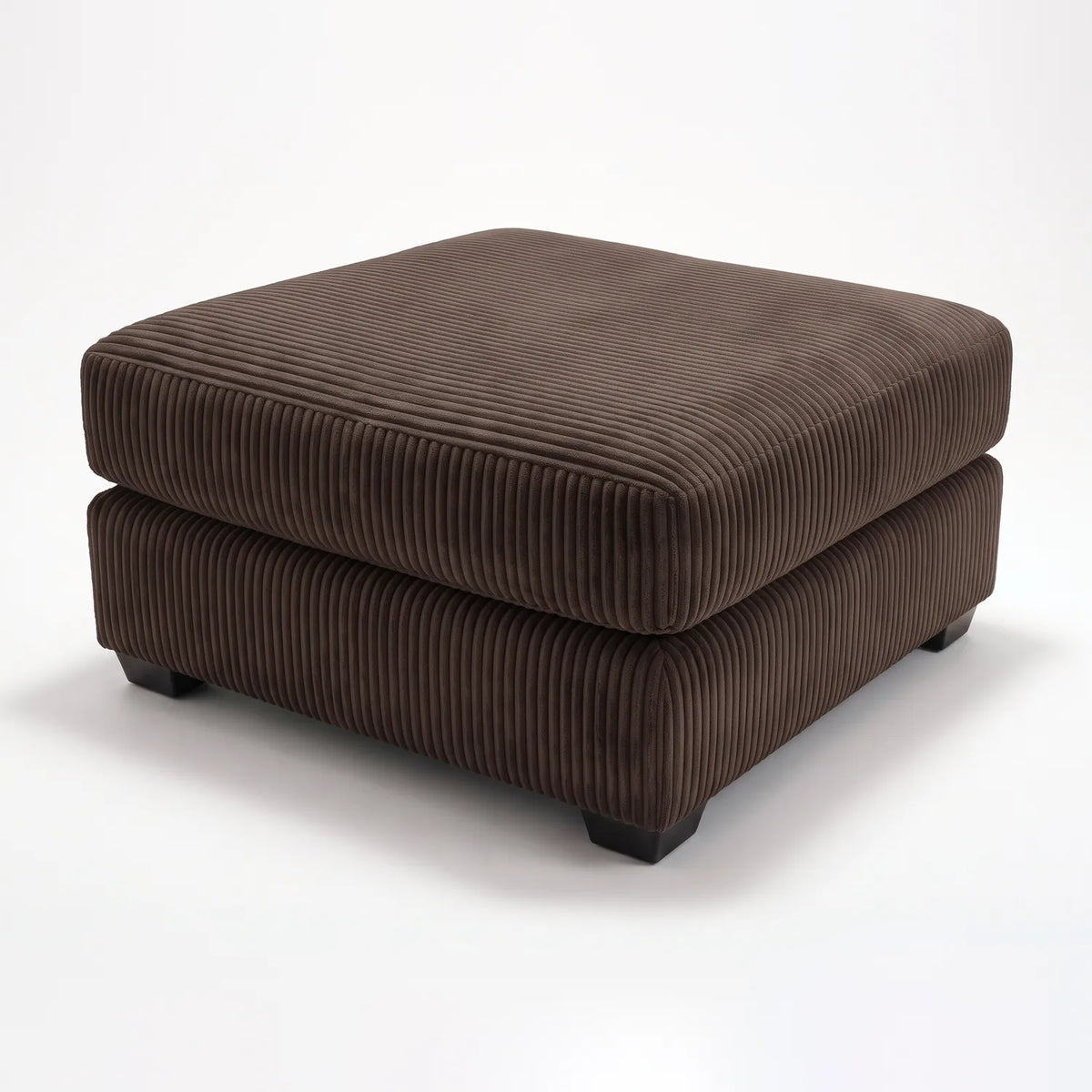 Square Ottoman - Mini Minky Chocolate - studio photo on white #vera_main