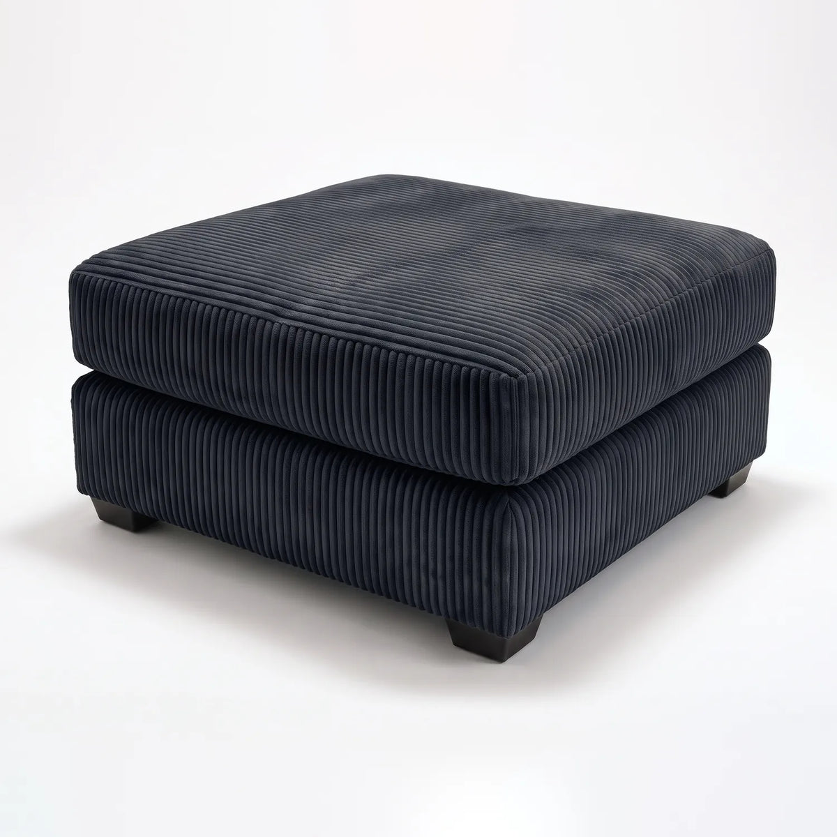 Square Ottoman - Mini Minky Midnight - studio photo on white #vera_main
