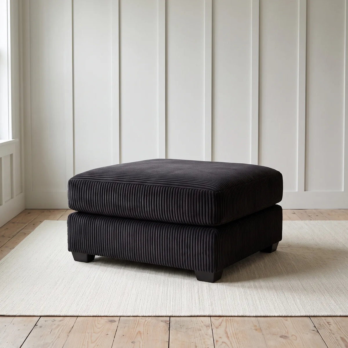Square Ottoman - Mini Minky Onyx - hero