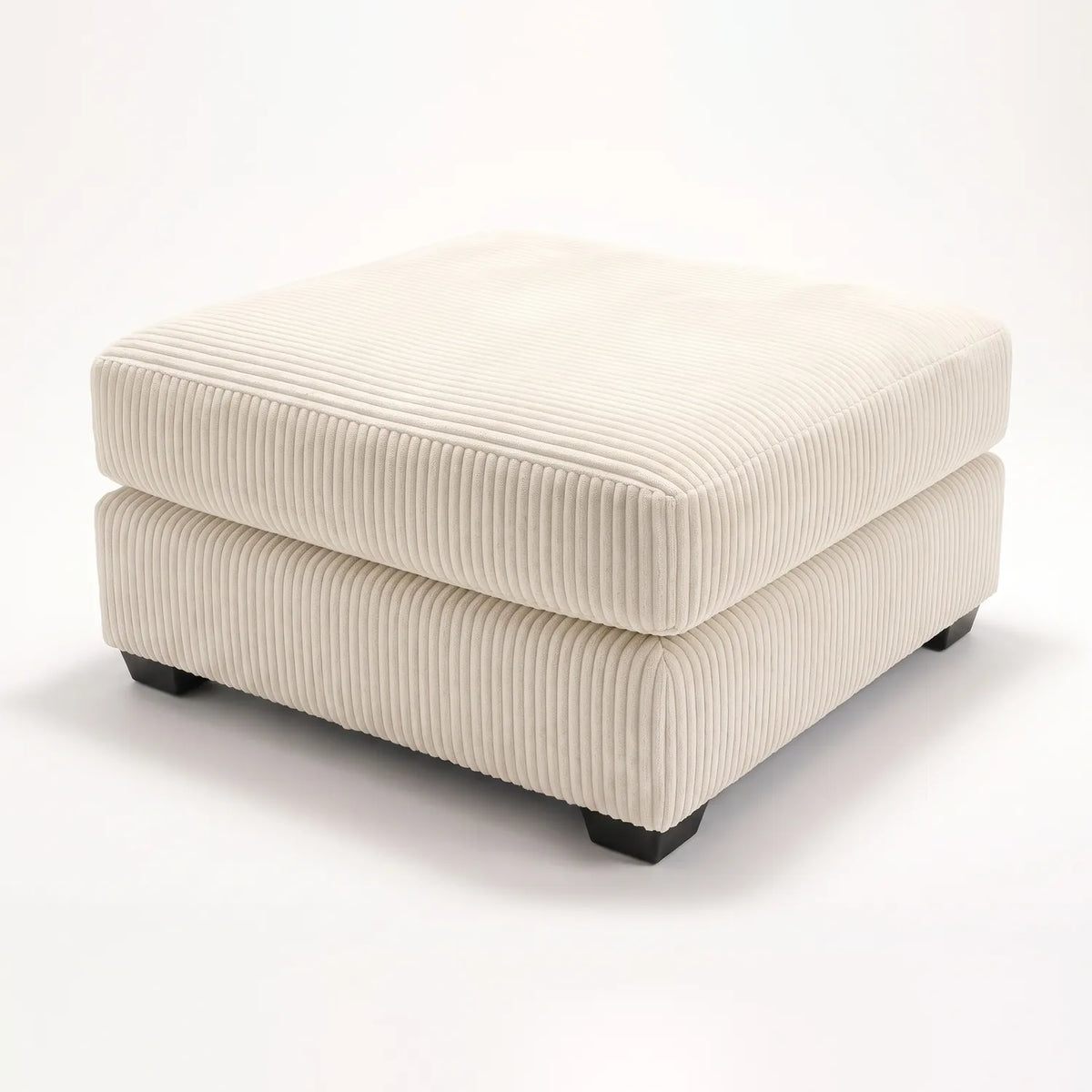 Square Ottoman - Mini Minky White - studio photo on white #vera_main