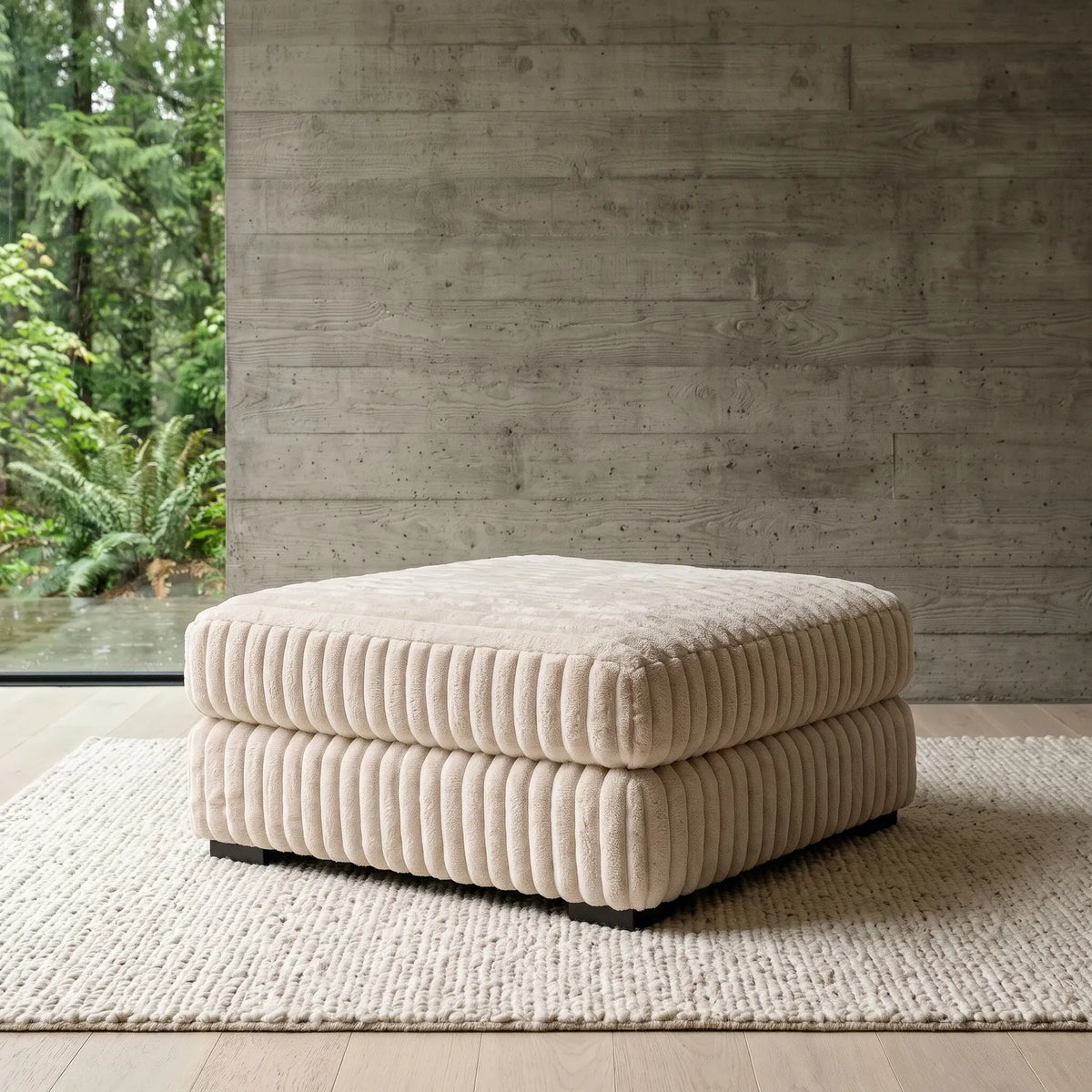 Square Ottoman - Minky Cream