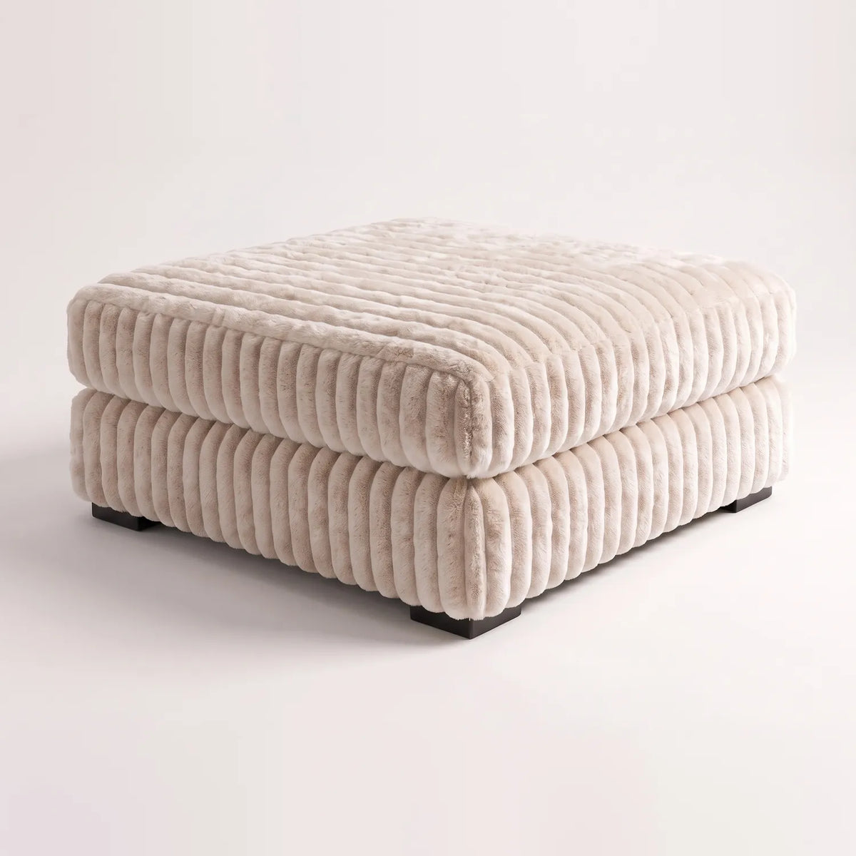 Square Ottoman - Minky Sand - studio photo on white #vera_main