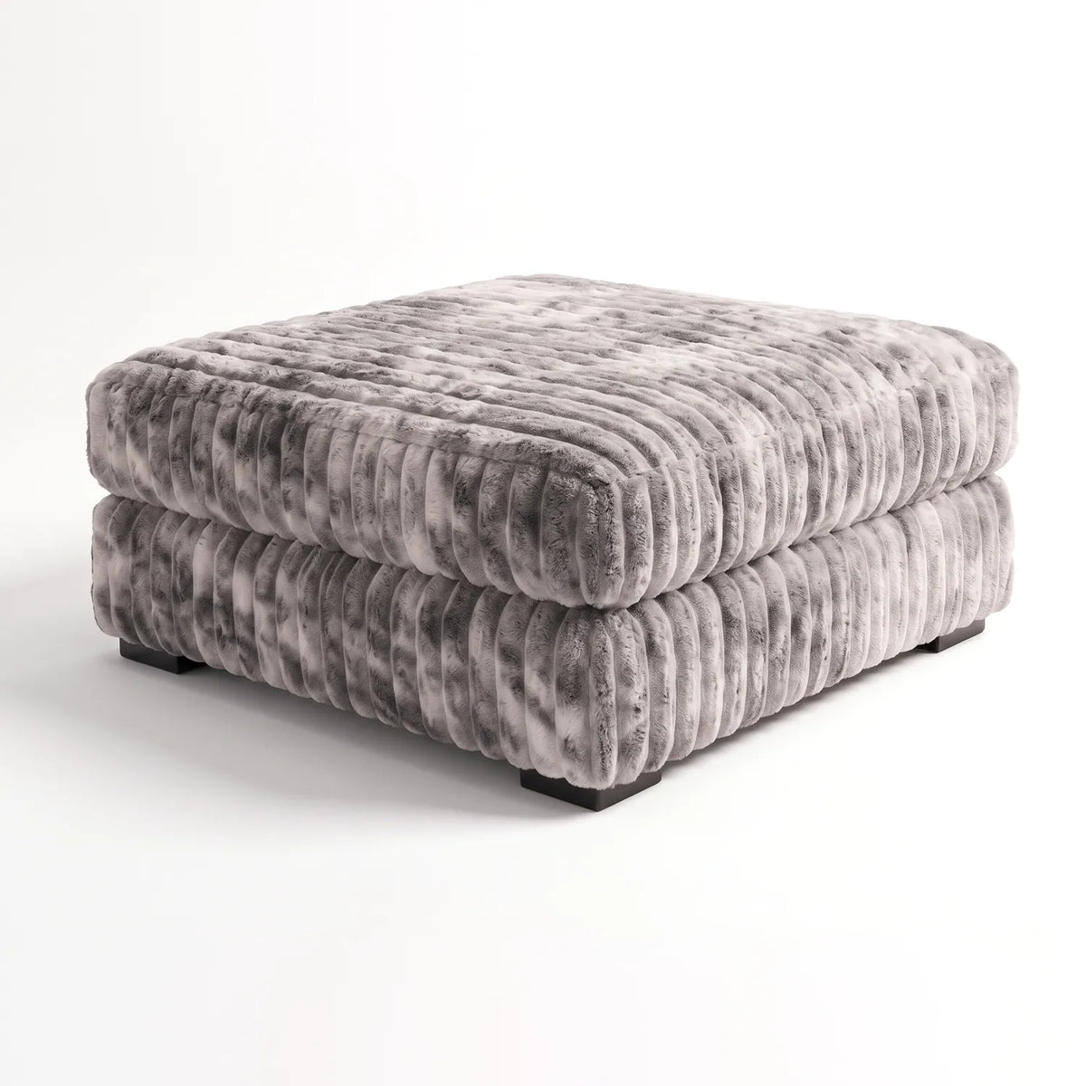 Square Ottoman - Minky Stone - studio photo on white #vera_main