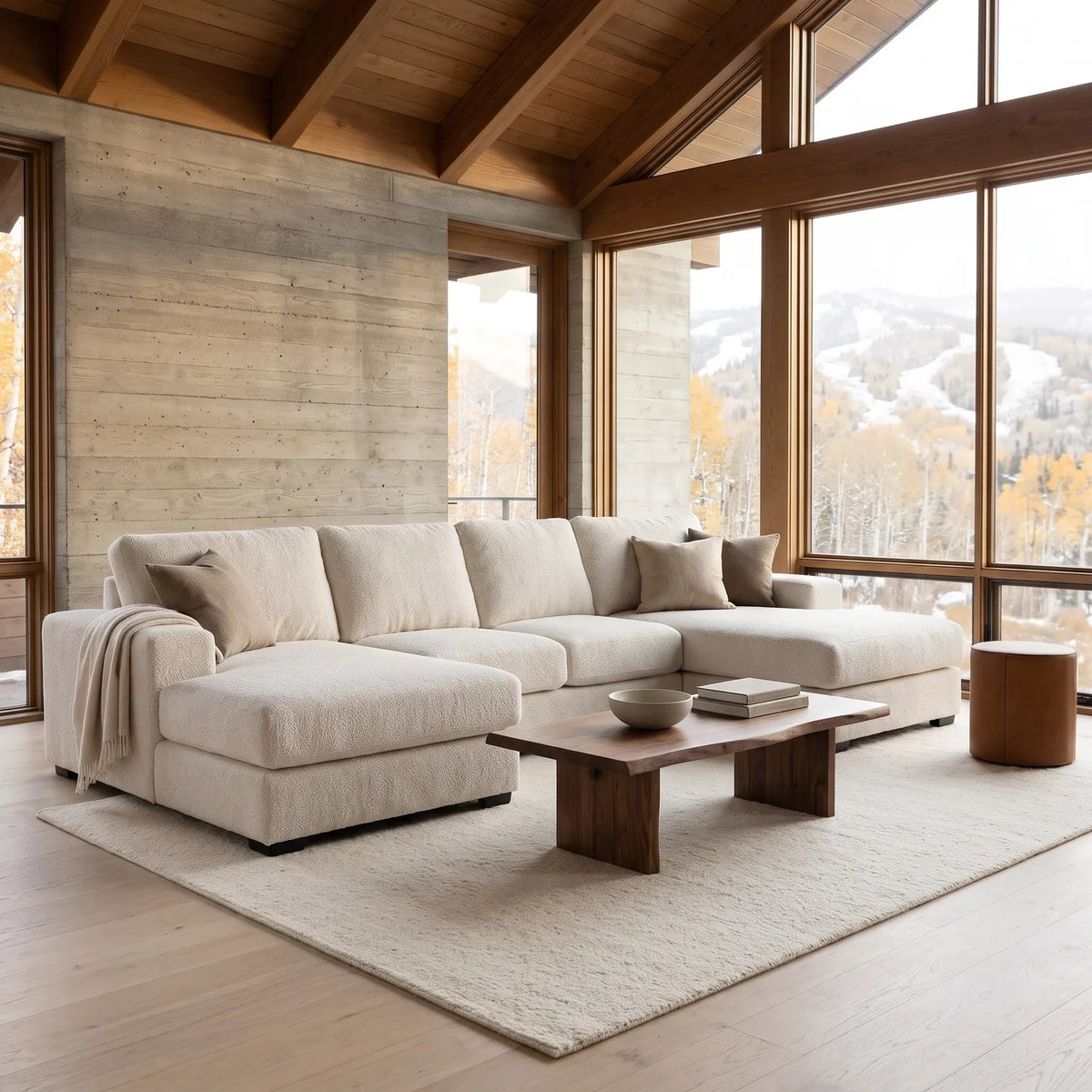 Three-Piece Double Chaise Sectional - Cuddle Bone - hero