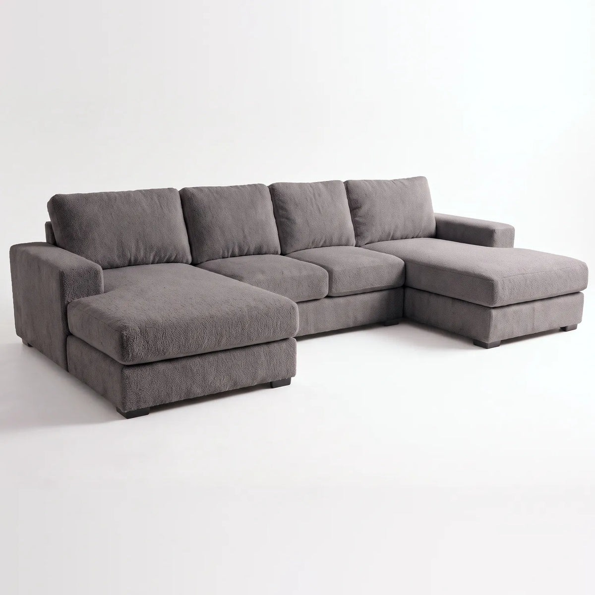 Three-Piece Double Chaise Sectional - Cuddle Charcoal - studio photo on white #vera_main