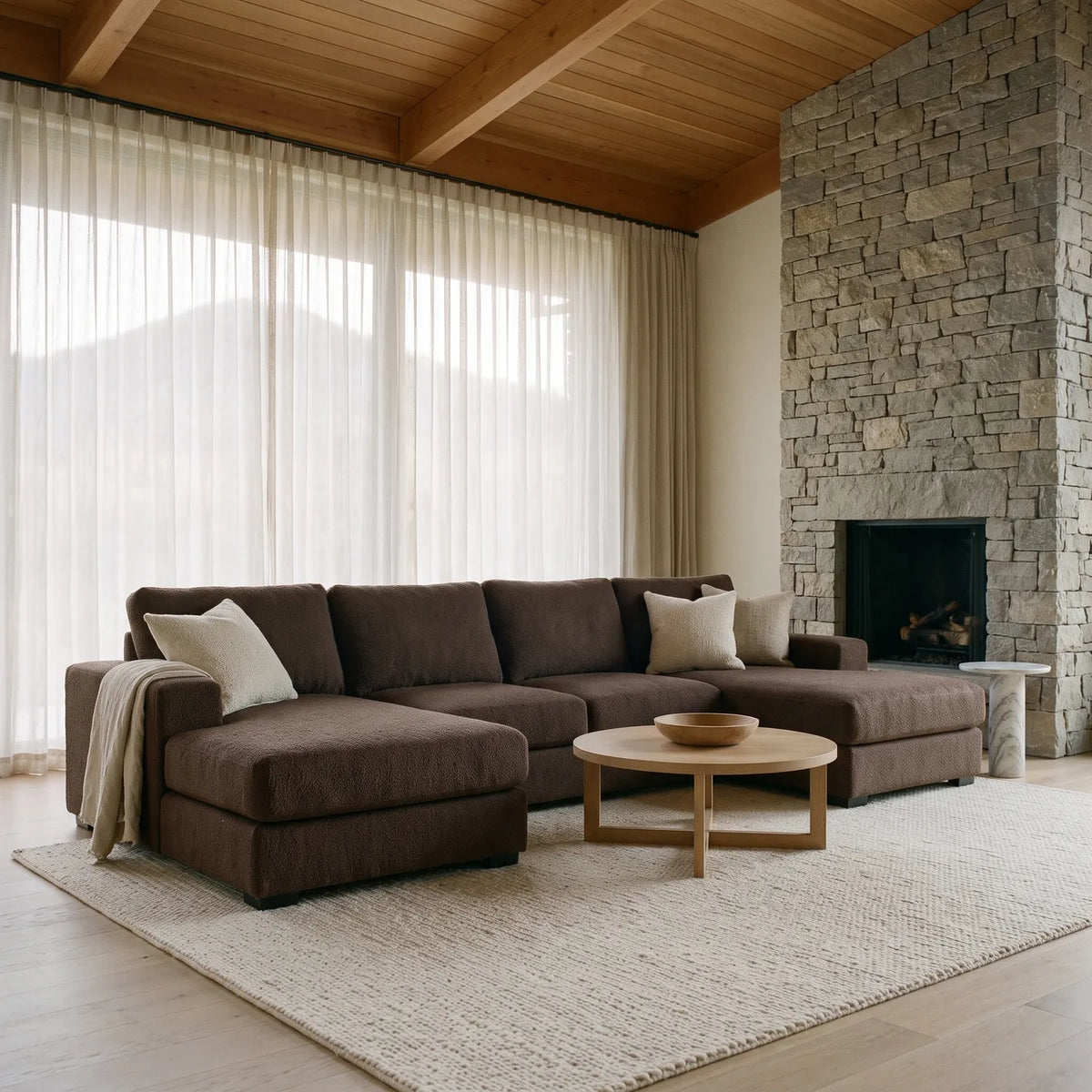 Three-Piece Double Chaise Sectional - Cuddle Chocolate Oversized - hero