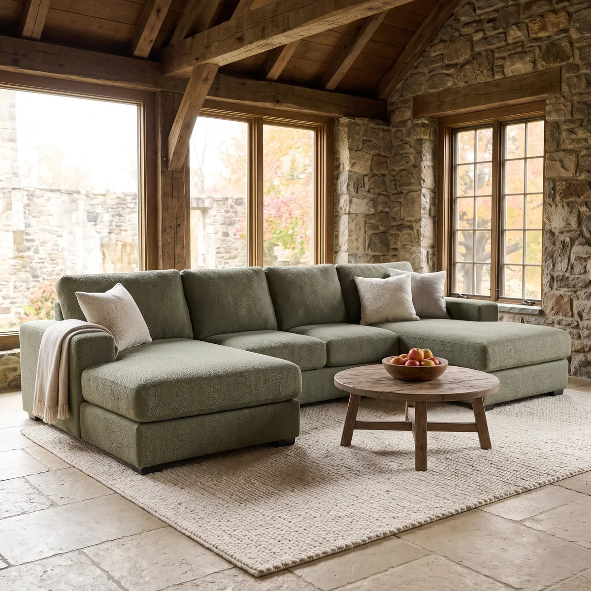 Three-Piece Double Chaise Sectional - Cuddle Moss - hero