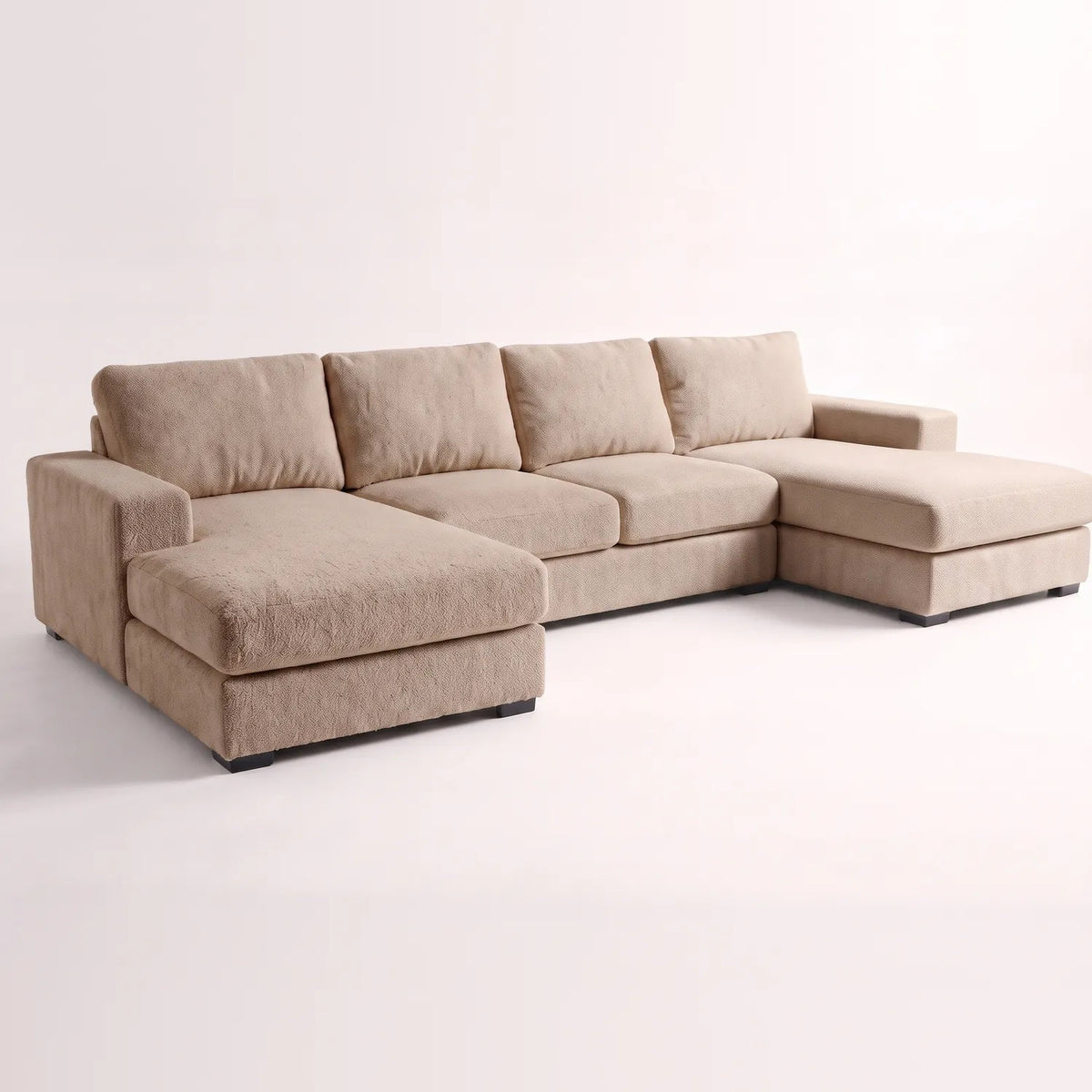 Three-Piece Double Chaise Sectional - Cuddle Natural Oversized - studio photo on white #vera_main