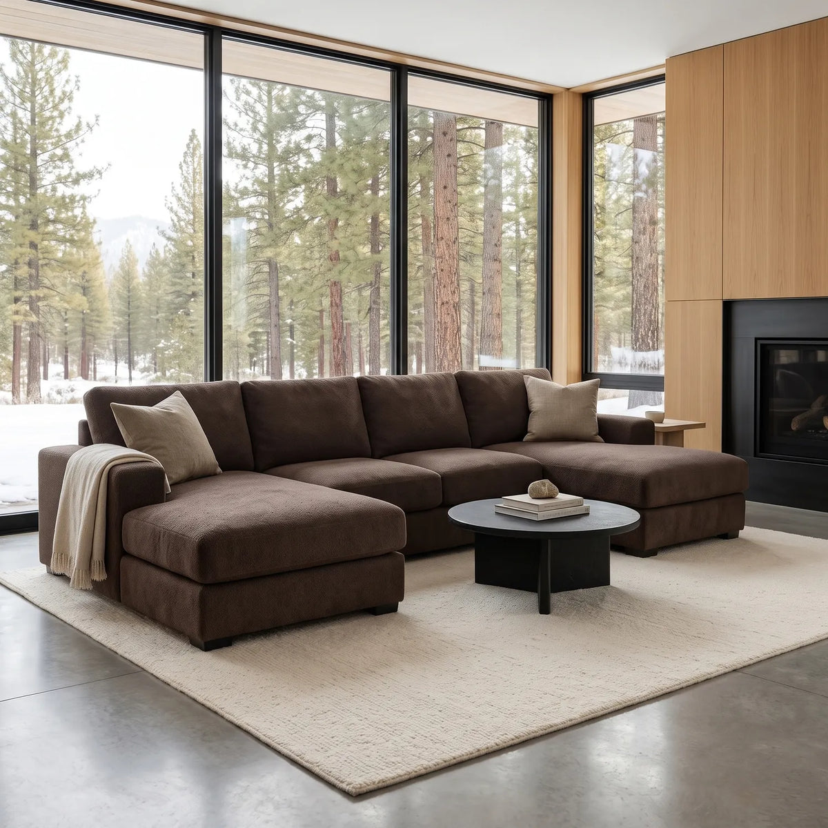 Three-Piece Double Chaise Sectional - Cuddle Umber Oversized