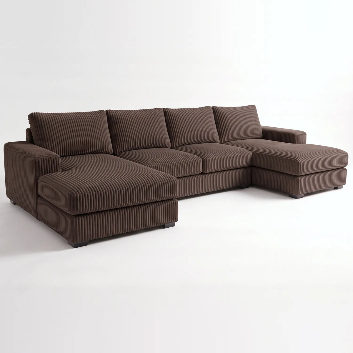 Three-Piece Double Chaise Sectional - Mini Minky Chocolate Oversized - studio photo on white #vera_main